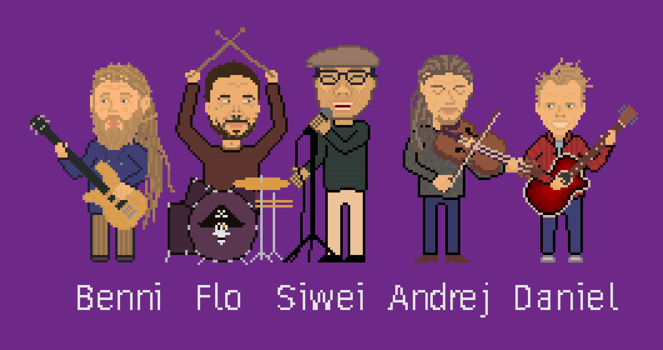 Bandporträt auf flackerndem Röhrenmonitor